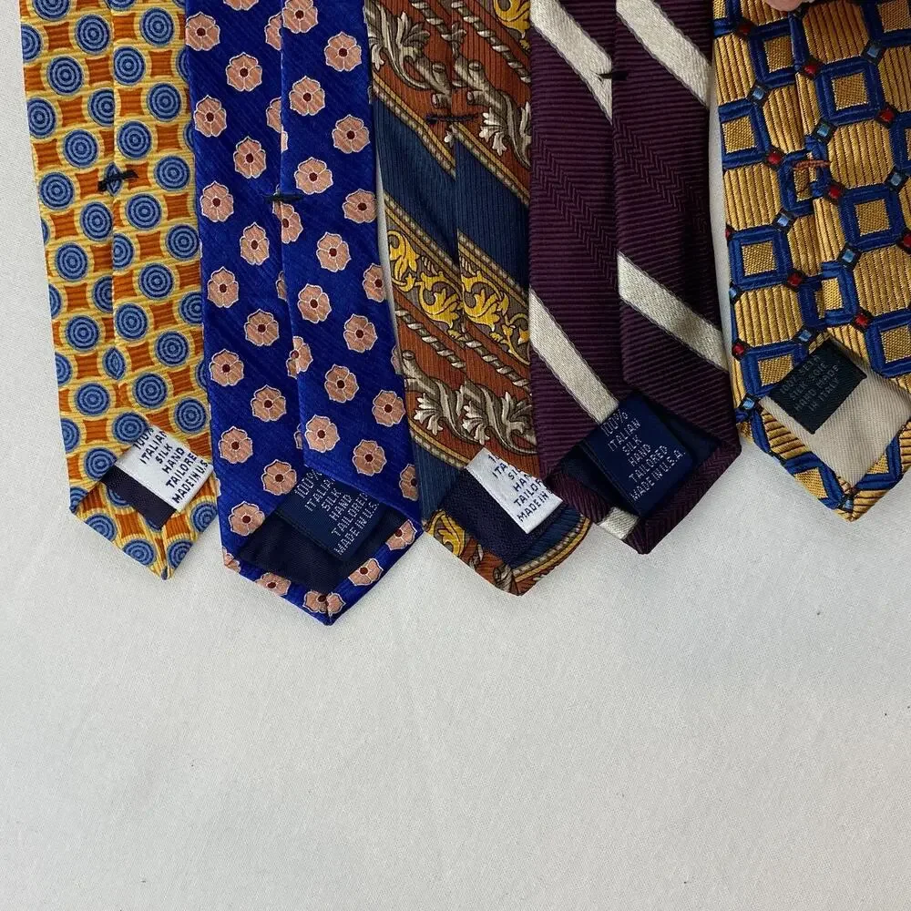 Lot of 9 PAUL FREDRICK Silk Necktie Textured Striped Geometric Ties USA VTG